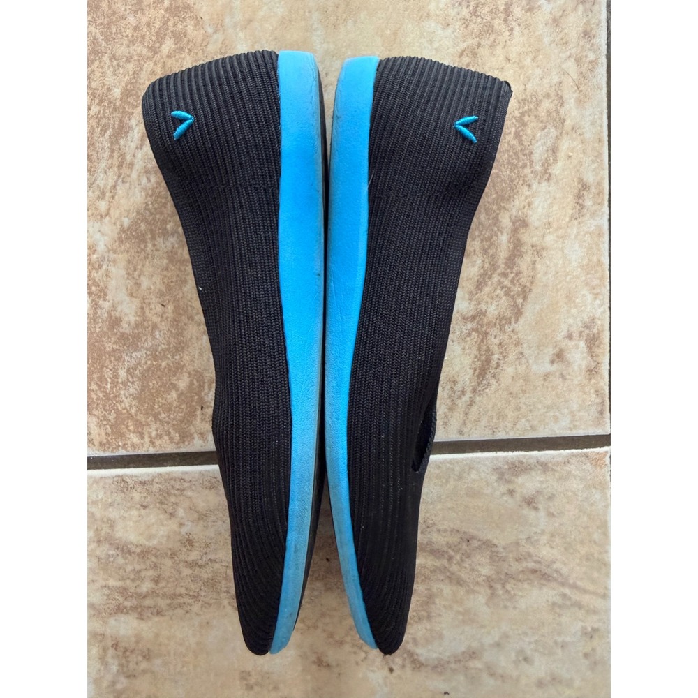 VIVAIA Black Ribbed Knit Square Toe Flats Blue Sole Eco Friendly EU 39.5 Womens - Picture 4 of 9